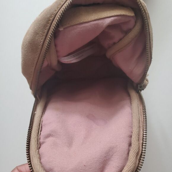 Free People Women’s Hudson Sling Bag Tan Suede Adjustable Strap Crossbody Brass - Picture 7 of 11